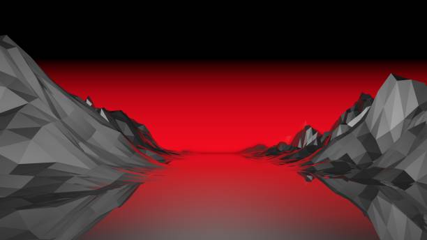 istock Red neon futuristic landscape. 3D render. 1436953943