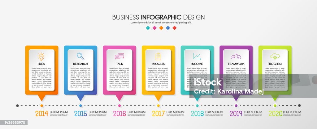 7. Timeline Business Timeline Infograph With 7 Steps Vector Stock Illustration ...