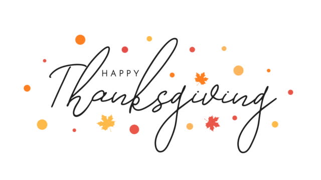 Happy Thanksgiving lettering background, card. 4k animation