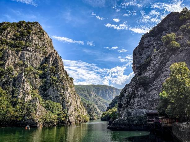 istock Beautiful view of a river flowing through the huge rocks. 1436955230
