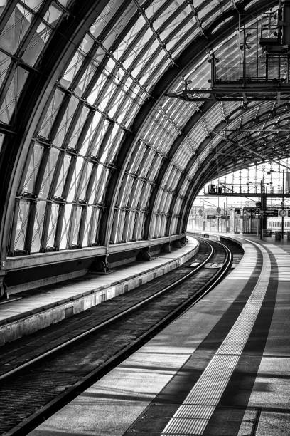 istock Vertical grayscale shot of a train station in Berlin, Germany 1436955805