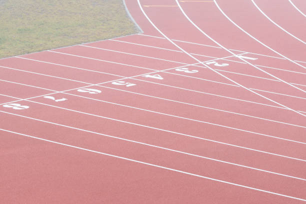 istock Running track with markings in an outdoor stadium 1436956050
