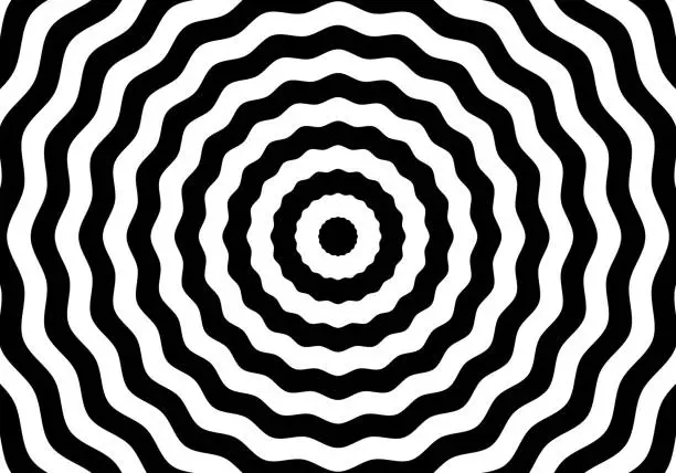 Vector illustration of black and white spiral optical illusion background