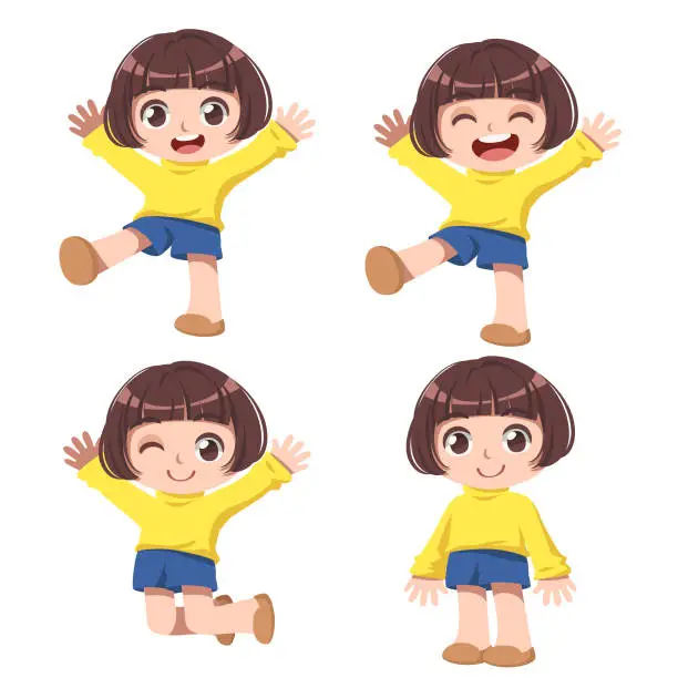 Vector illustration of Happy cute kid cartoon