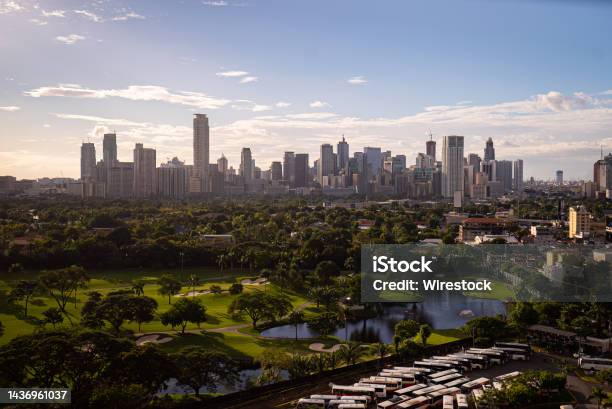 Aerial View Of The Makati City Modern Financial Business District Of Metro Manila Philippines Stock Photo - Download Image Now