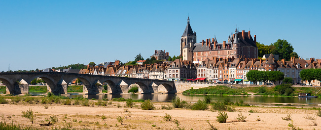 Amboise city aerial panoramic view, Loire valley in France.