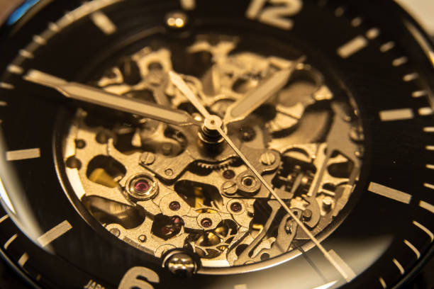 istock Macro shot of a skeleton type watch 1436961790