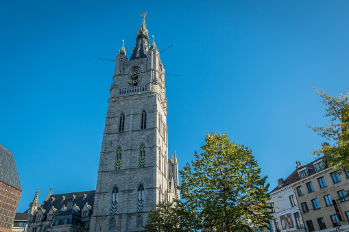 A low angle shot of Belfry of Ghent Ghent Belgium