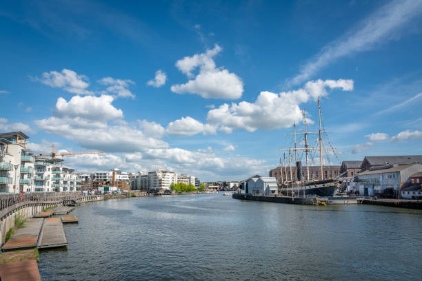 istock Beautiful Bristol Harbour under the cloudy sky in England 1436964606