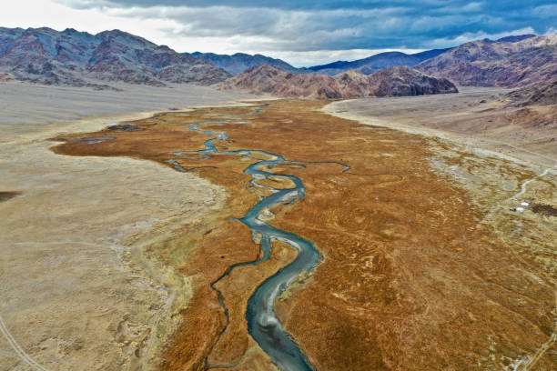 istock Aerial shot of Orkhon river in Mongolia 1436964647