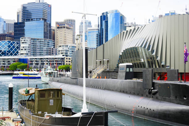 オーストラリア、シドニーのダーリングハーバーにあるオーストラリア国立海洋博物館 - national landmark new south wales australia yacht ストックフォトと画像