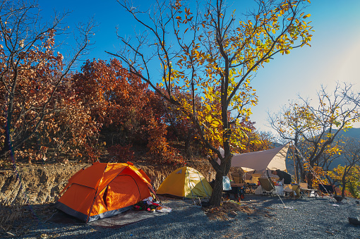 Camp in autumn morning