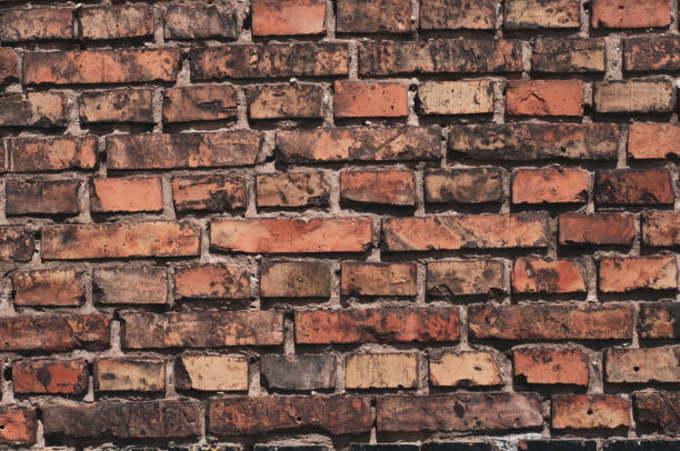 istock Red antique old brick wall closeup, banner blank background with space for text. 1436965268