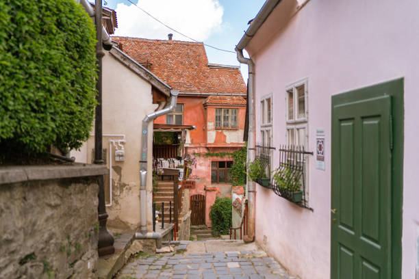 istock Pastel houses in Sighisoara, Romania 1436965287