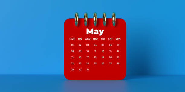 19 May calendar page on white background. 3D render isolated on white background. Easy to crop for all your print sizes and social media needs.