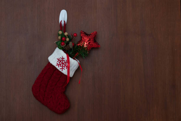 istock Red Hanging Sock, Christmas ornament for decoration 1436967064