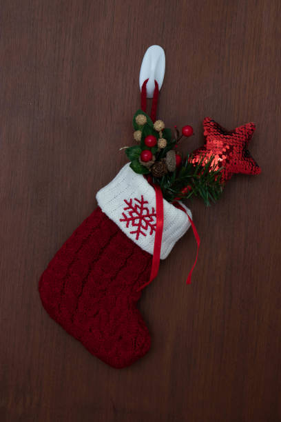 istock Red Hanging Sock, Christmas ornament for decoration 1436967067