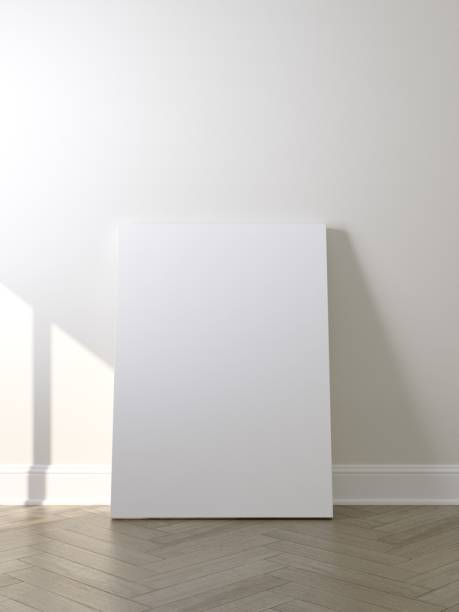istock White poster on floor with blank frame mockup for you design. Layout mockup good use for your design preview. 1436967338