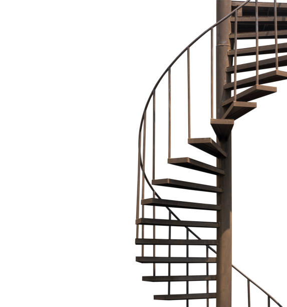 istock The old metal spiral staircase on isolated white background with clipping path 1436967540