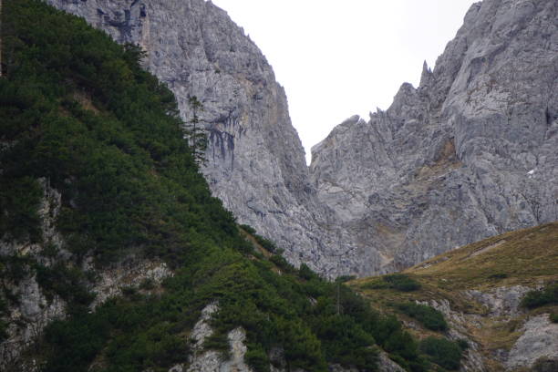 istock Austrian sharp mountains. Rocks with interesting points. The bare rocks of Austria. Widder Kaiser in Austria. Beautiful mountain of Austria. Autumn time in the mountains of Austria. 1436968171