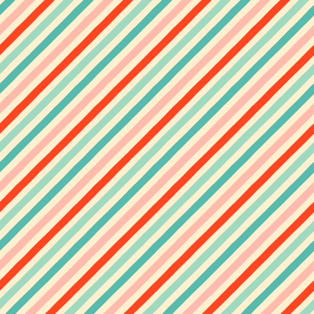 pastelowy ukośny pasek cukierka bezszwowy wzór. boże narodzenie, urodziny, walentynkowe opakowanie prezentowe, klasyczne tło retro. - christmas pattern striped backgrounds stock illustrations