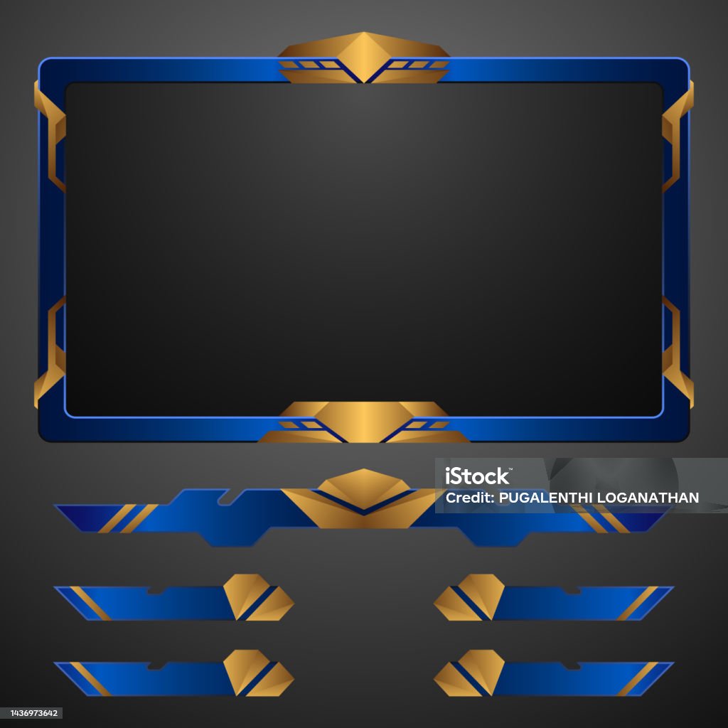 Interface Border Luxury Gold And Blue Stream Overlay Game Interface Border Frame For ...