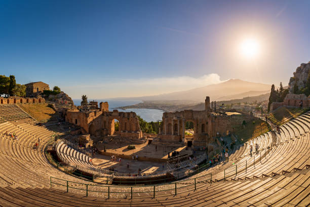 istock Taormina Amphitheater with Panoramic View of Mount Etna 1436975698