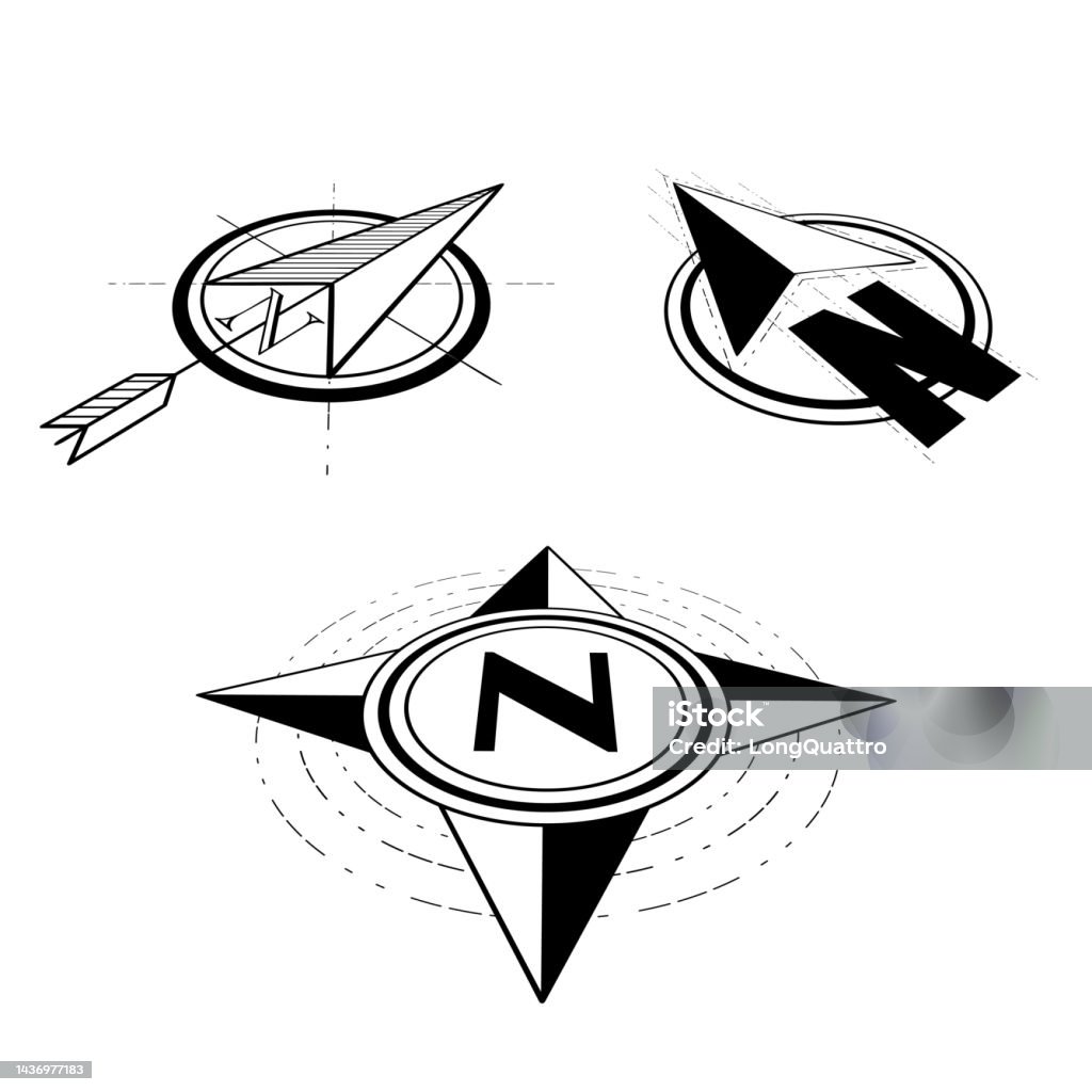 North Compas Cd R North Compass Perspective Arrows Set Stock Illustration - Download ...