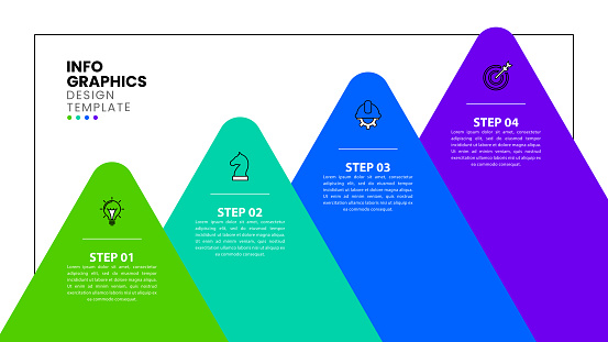 Infographic Template 4 Gradually Increasing Triangles With Text Stock ...