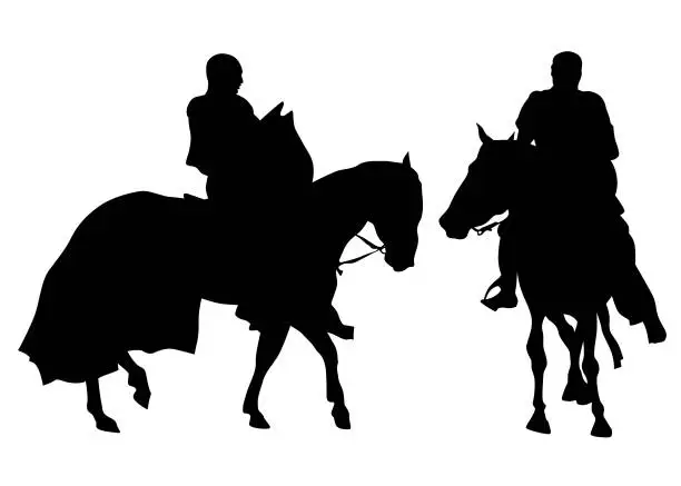 Vector illustration of Horseman rides