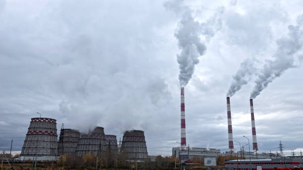 istock Power station pollutes environment with carbon dioxide 1436980448