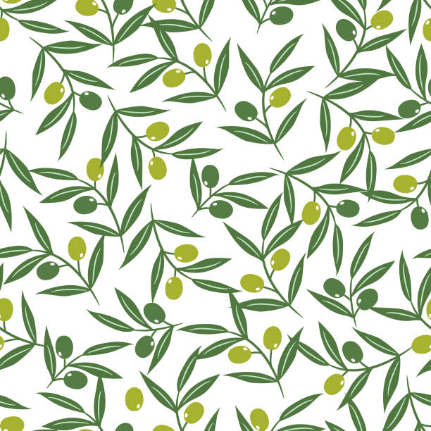 Olive seamless pattern . vector art illustration