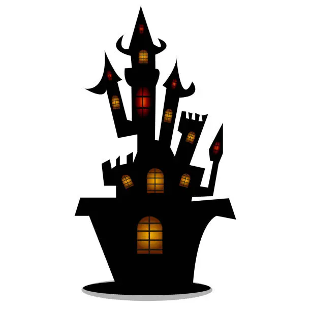 Vector illustration of Halloween witch house haunted in horror night spooky icon