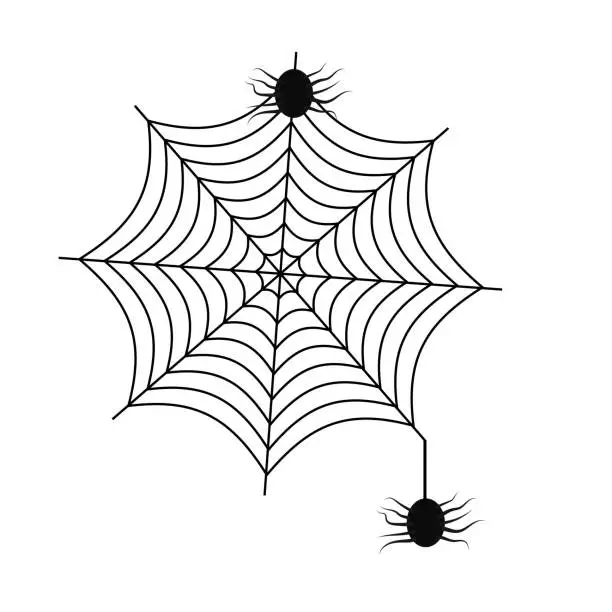 Vector illustration of Spider with web icon two make a net halloween insect