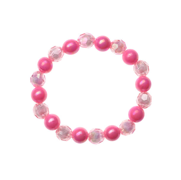 istock Beautiful handmade beaded bracelet isolated on white, top view 1436988860