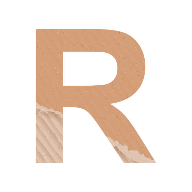 istock Letter R of the English alphabet, gray paper cardboard texture on white background - Vector 1436994196
