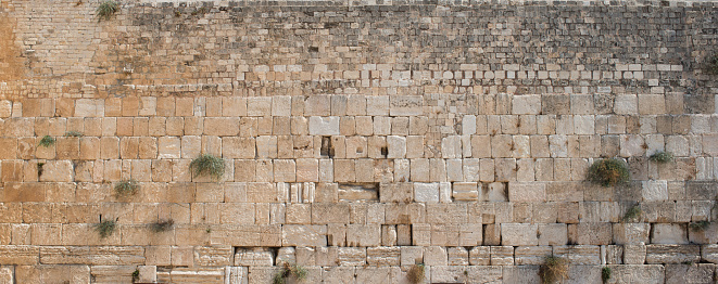 Stone detail wailing wall, old jerusalem city