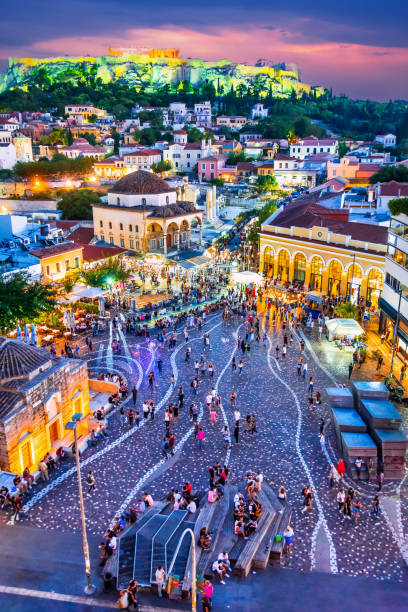 istock Athens, Greece. Acropolis and Monastiraki twilight colored sky 1437004434