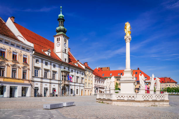 istock Maribor, Slovenia. Old town main square and Plague Column. 1437004487