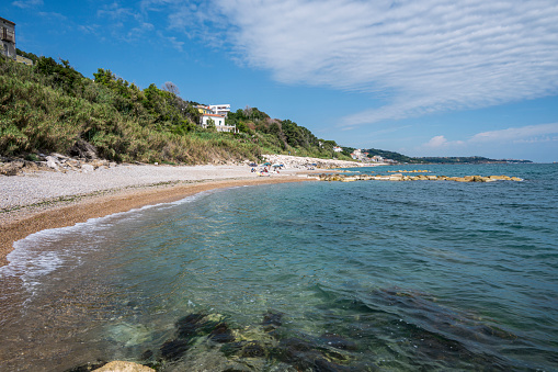 San Vito Chietino - 07-08-2022: The beautiful beach of Calata Turchina with crystal clear and blue sea