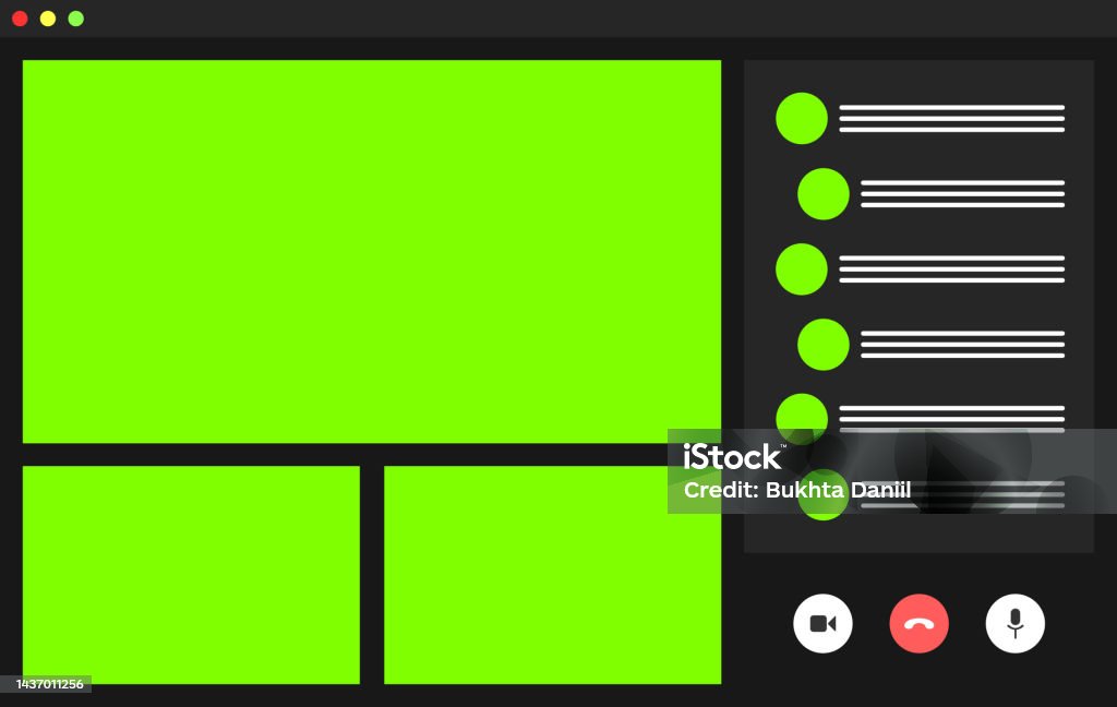 Video Call Window Frame Video Conference User Interface Video Call Window Overlay 3 Users Stock ...