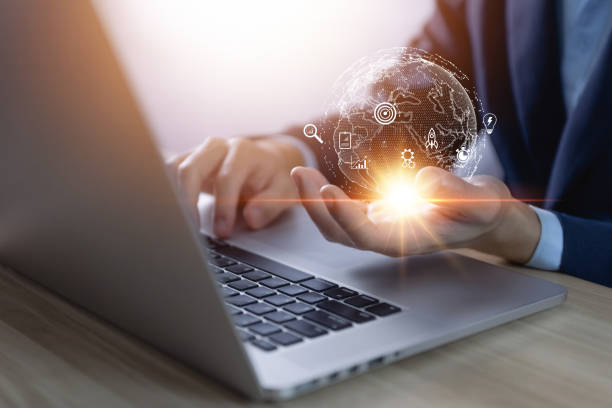 istock Businessmen use laptops to analyze data exchanges. Concepts of business development strategies for success set sales goals Connected to a global digital technology network 1437013105