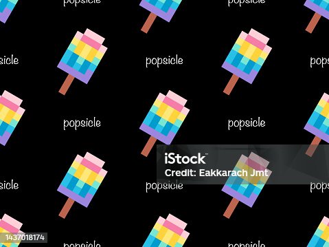 istock Popsicle seamless pattern on black background 1437018174