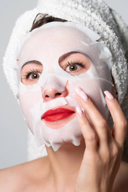 istock Fabric refreshing face mask, skin care. 1437019860