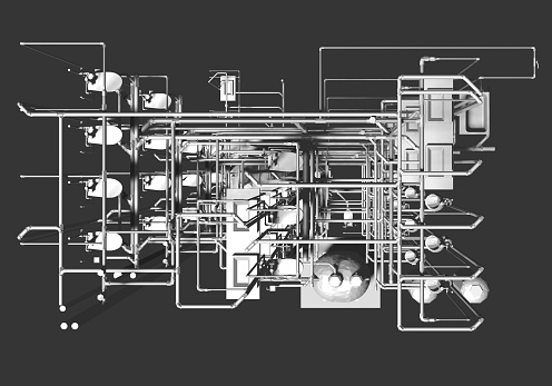 3D illustration of sanitary piping