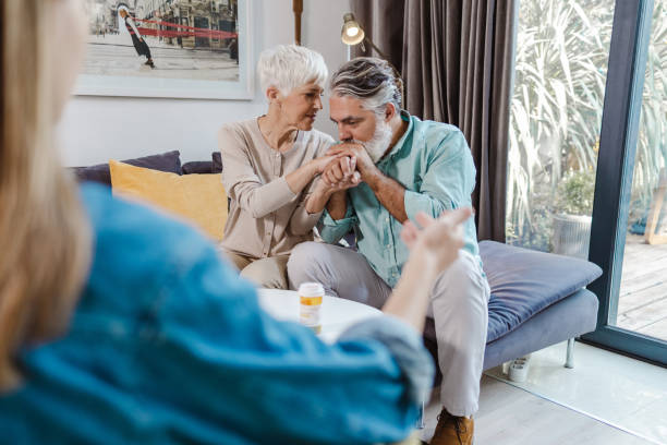 istock Senior couple solving their health problems on a therapy 1437021127