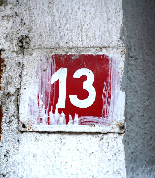 istock House number 13 on red metal plate enameled 1437024726