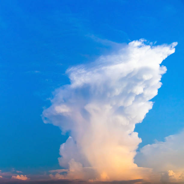 istock Vertical shaped white cloud is in blue sky. Natural square background 1437025731
