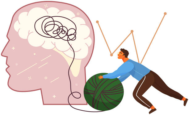 istock Decision of psychological problems concept. Therapist untangles ball of thread in human head 1437026694