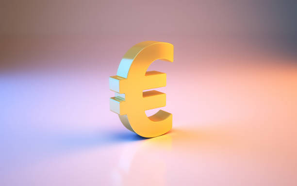 istock Euro Symbol Sitting on Metallic Blue and Pink Background 1437029161